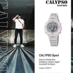 Calypso Damen Armbanduhr Sport K5801/1 Digital Kunststoff grau UK5801/1