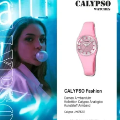 Calypso Damen Armbanduhr Trendy K5752/2 Quarzwerk-Uhr PU rosa UK5752/2