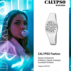 Calypso Damen Armbanduhr Trendy K5752/1 Quarzwerk-Uhr PU weiß UK5752/1