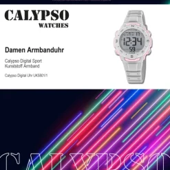 Calypso Damen Armbanduhr Sport K5801/1 Digital Kunststoff grau UK5801/1