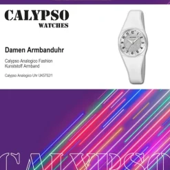 Calypso Damen Armbanduhr Trendy K5752/1 Quarzwerk-Uhr PU weiß UK5752/1