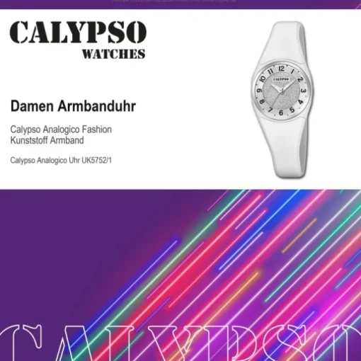 Calypso Damen Armbanduhr Trendy K5752/1 Quarzwerk-Uhr PU weiß UK5752/1