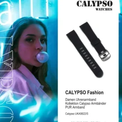 Calypso Damen Herren Uhrenarmband 20mm PU-Band schwarz für Calypso K5622 UKA5622/S