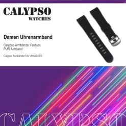 Calypso Damen Herren Uhrenarmband 20mm PU-Band schwarz für Calypso K5622 UKA5622/S