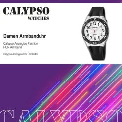 CALYPSO Damen-Armbanduhr Fashion analog Quarz-Uhr PU schwarz UK6064/2