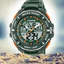 Calypso Herren Armbanduhr Street Style K5769/5 Quarz-Uhr PU grün UK5769/5