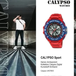 Calypso Herren Armbanduhr Street Style K5769/3 Quarz-Uhr PU rot UK5769/3