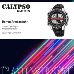 Calypso Herren Armbanduhr Street Style K5773/4 Quarz-Uhr PU schwarz UK5773/4