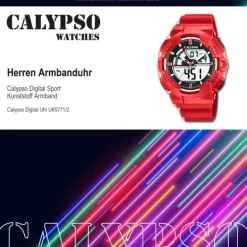 Calypso Herren Armbanduhr Street Style K5771/2 Quarz-Uhr PU rot UK5771/2