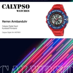 Calypso Herren Armbanduhr Street Style K5769/3 Quarz-Uhr PU rot UK5769/3