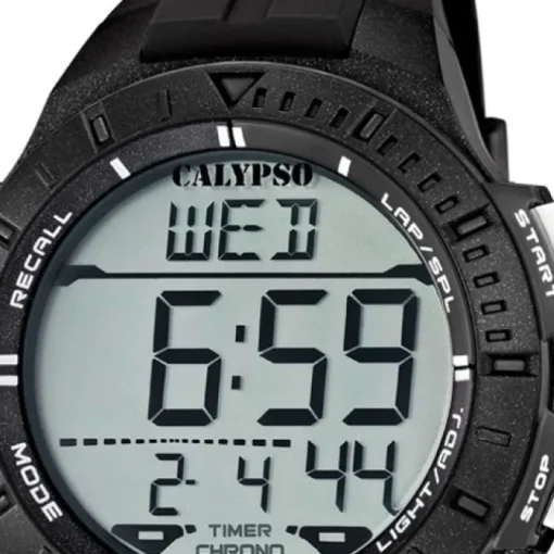CALYPSO Herren-Armbanduhr Sport Funktinsuhr Quarz-Uhr PU schwarz UK5607/6