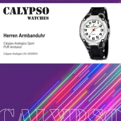CALYPSO Herren-Armbanduhr Sport analog Quarz-Uhr PU schwarz UK5560/4