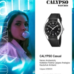 Calypso Herrenuhr Kautschuk schwarz Calypso Analogico Armbanduhr UK5843/4