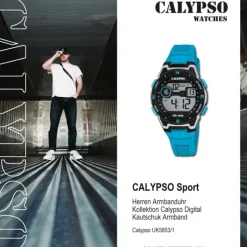 Calypso Herrenuhr Kautschuk hellblau Calypso Digital Armbanduhr UK5853/1