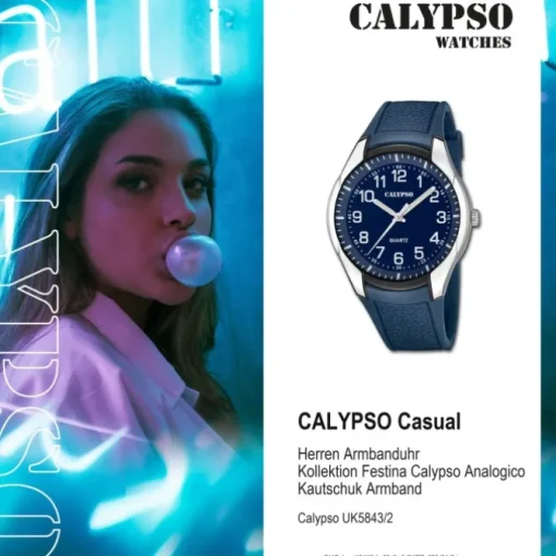 Calypso Herrenuhr Kautschuk dunkelblau Calypso Analogico Armbanduhr UK5843/2