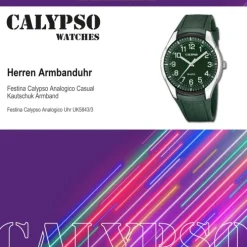 Calypso Herrenuhr Kautschuk dunkelgrün Calypso Analogico Armbanduhr UK5843/3