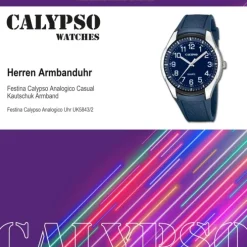 Calypso Herrenuhr Kautschuk dunkelblau Calypso Analogico Armbanduhr UK5843/2