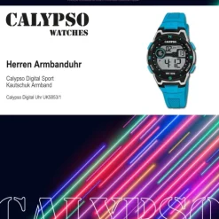 Calypso Herrenuhr Kautschuk hellblau Calypso Digital Armbanduhr UK5853/1