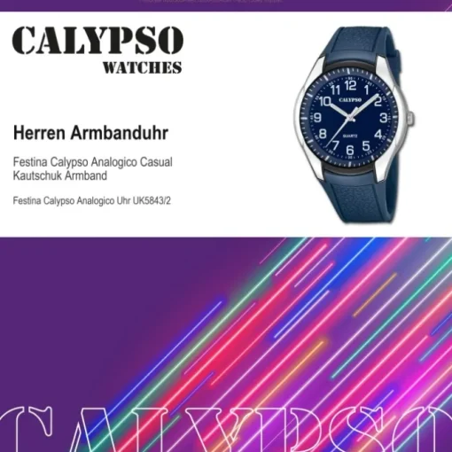 Calypso Herrenuhr Kautschuk dunkelblau Calypso Analogico Armbanduhr UK5843/2