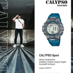 Calypso Herrenuhr Kunststoff blau Calypso Digital Armbanduhr UK5816/1
