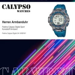 Calypso Herrenuhr Kunststoff blau Calypso Digital Armbanduhr UK5816/1