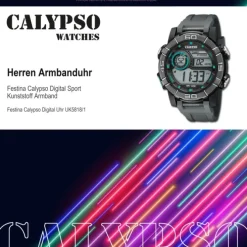 Calypso Herrenuhr Kunststoff grau Calypso Digital Armbanduhr UK5818/1