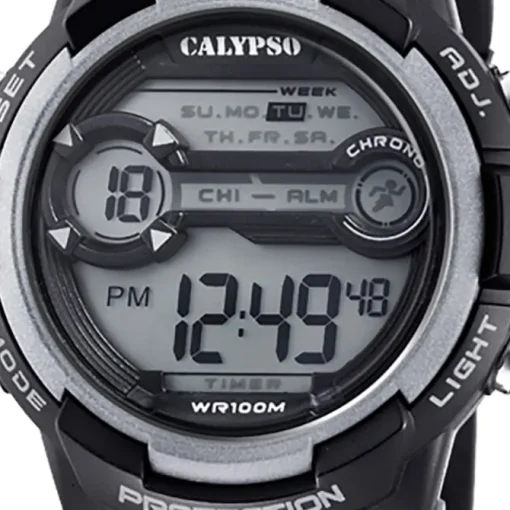 Calypso Jugend Armbanduhr Sport K5808/4 Digital Kunststoff schwarz grau UK5808/4