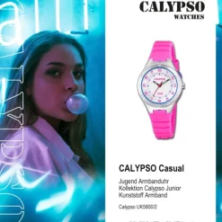 Calypso Jugend Armbanduhr Junior K5800/2 Analog Kunststoff rosa UK5800/2