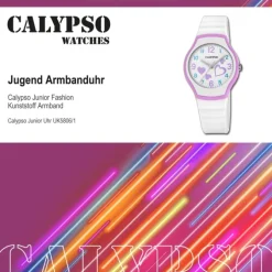Calypso Jugend Armbanduhr Junior K5806/1 Analog Kunststoff weiß UK5806/1