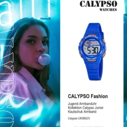 Calypso Jugend Kinderuhr Kautschuk blau Calypso Junior Armbanduhr UK5852/3