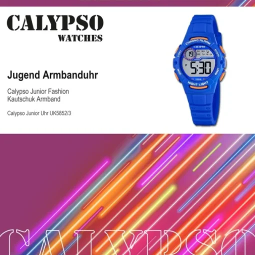 Calypso Jugend Kinderuhr Kautschuk blau Calypso Junior Armbanduhr UK5852/3