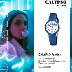 Calypso Jugenduhr Kautschuk blau Calypso Junior Armbanduhr UK5834/3