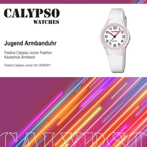 Calypso Jugenduhr Kautschuk weiß Calypso Junior Armbanduhr UK5834/1