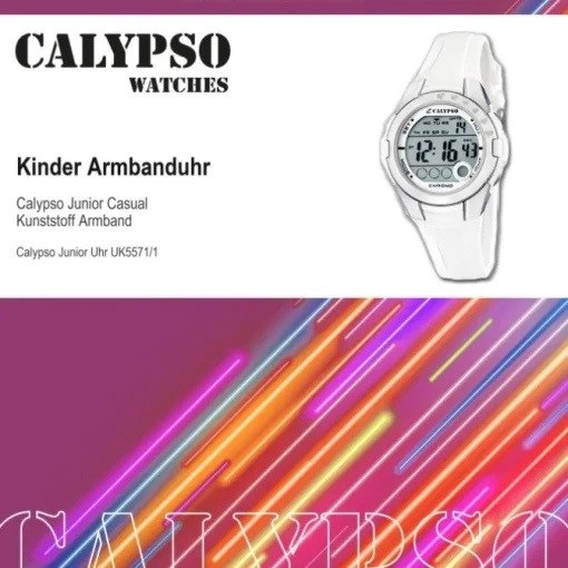 Calypso Jugenduhr Mädchen weiß-silber Digital Calypso Uhren UK5571/1