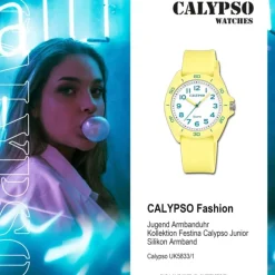Calypso Jugenduhr Silikon hellgelb Calypso Junior Armbanduhr UK5833/1