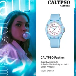 Calypso Jugenduhr Silikon hellblau Calypso Junior Armbanduhr UK5833/4