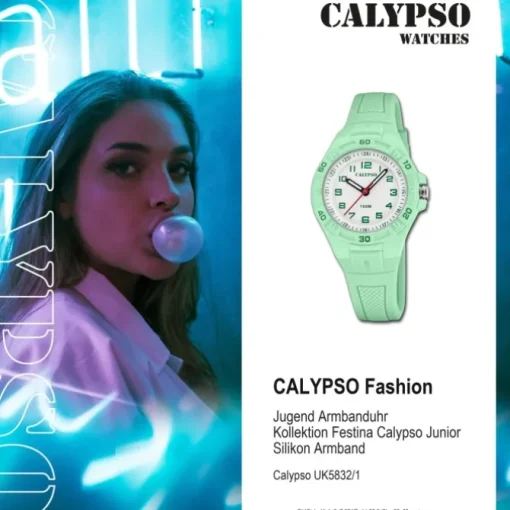 Calypso Jugenduhr Silikon mintgrün Calypso Junior Armbanduhr UK5832/1