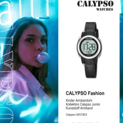 Calypso Kinder Armbanduhr Digital Crush K5736/3 Quarz-Uhr PU schwarz UK5736/3