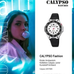Calypso Kinder Armbanduhr Sweet Time K5758/6 Quarz-Uhr PU schwarz UK5758/6
