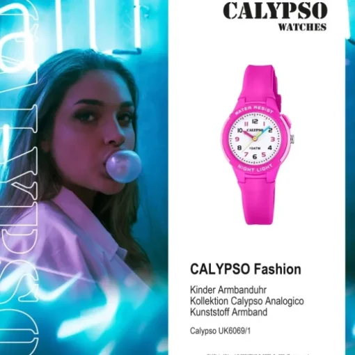 Calypso Kinder Armbanduhr Sweet Time K6069/1 Quarz-Uhr PU pink UK6069/1