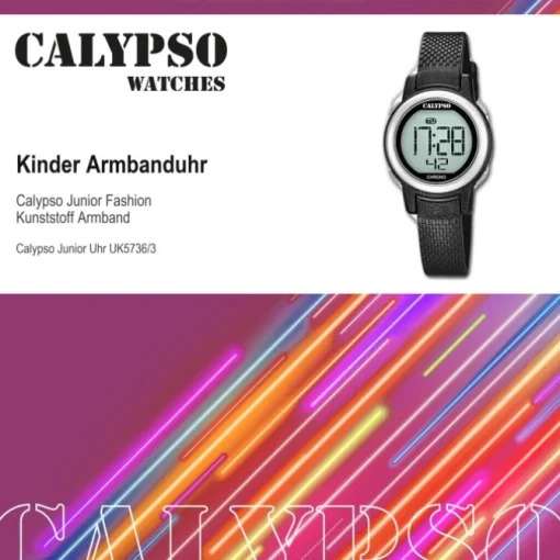 Calypso Kinder Armbanduhr Digital Crush K5736/3 Quarz-Uhr PU schwarz UK5736/3