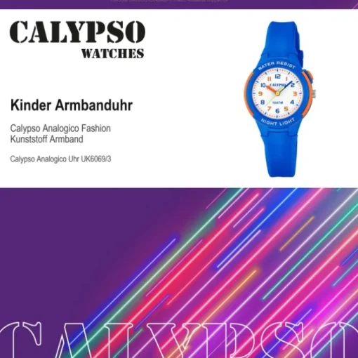 Calypso Kinder Armbanduhr Sweet Time K6069/3 Quarz-Uhr PU blau UK6069/3