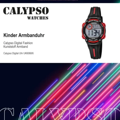 Calypso Kinder Armbanduhr Digital Crush K6068/6 Quarz PU schwarz UK6068/6
