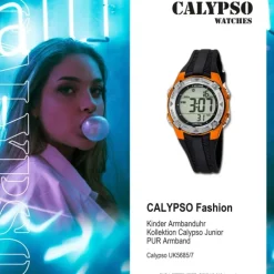 CALYPSO Kinder-Armbanduhr Fashion Funktionsuhr Quarz-Uhr PU schwarz UK5685/7