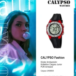 CALYPSO Kinder-Armbanduhr Fashion Funktionsuhr Quarz-Uhr PU schwarz UK5685/6