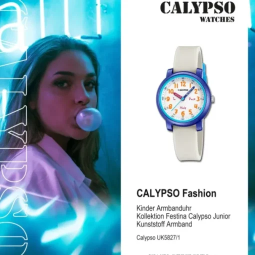 Calypso Kinderuhr Kunststoff Silikon weiß Calypso Junior Armbanduhr UK5827/1
