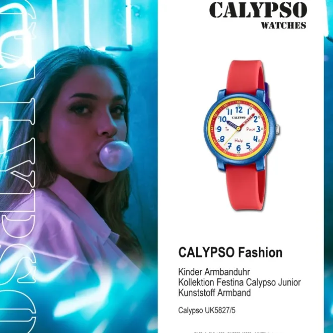Calypso Kinderuhr Kunststoff Silikon rot Calypso Junior Armbanduhr UK5827/5