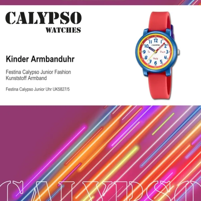 Calypso Kinderuhr Kunststoff Silikon rot Calypso Junior Armbanduhr UK5827/5