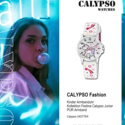 Calypso Kinderuhr PUR mehrfarbig weiß rosa Calypso Junior Armbanduhr UK5776/4