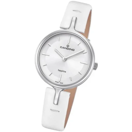 Candino Damen Armband-Uhr Lady Elegance C4648/1 Quarzuhr Leder weiß UC4648/1